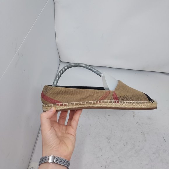 Burberry Hodgeson Check Brown Espadrille Flats - Picture 6 of 10